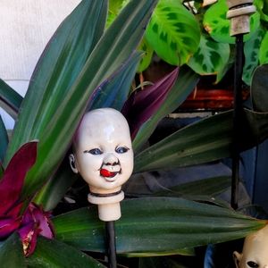 Ceramic Doll Head Garden Art